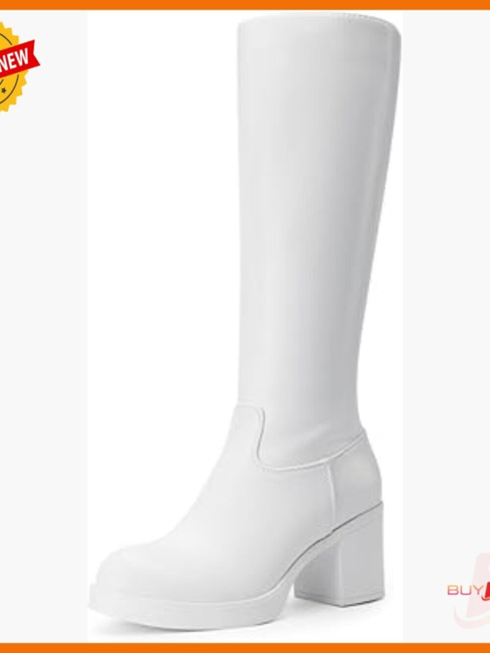Women's Knee High Boots Platform Heel Round Toe Side Zipper Comfortable Tall